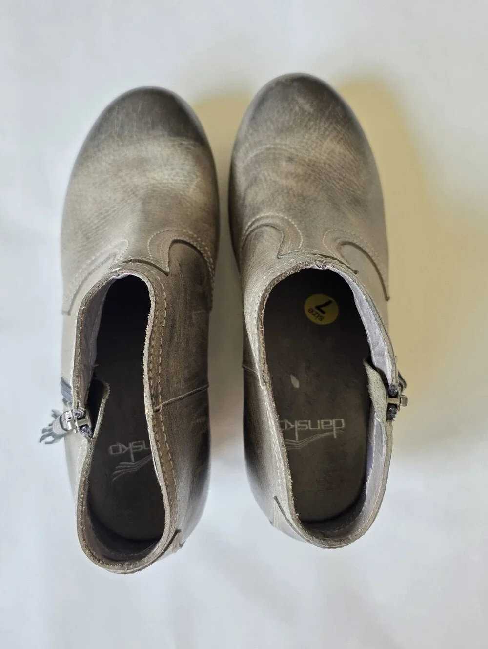 Wedge Ankle Booties in Gray with Tassel Zip DANSKO
